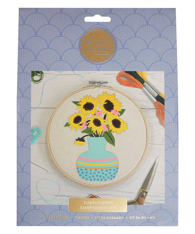 Sew & So On Embroidery Sewing Craft Kit Sunflowers