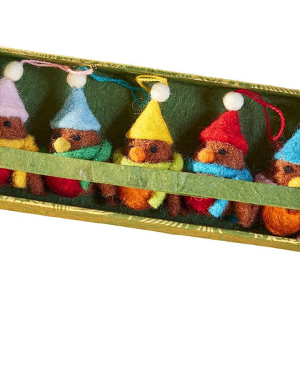 Set of 5 Hanging Felt Robin Christmas Decorations