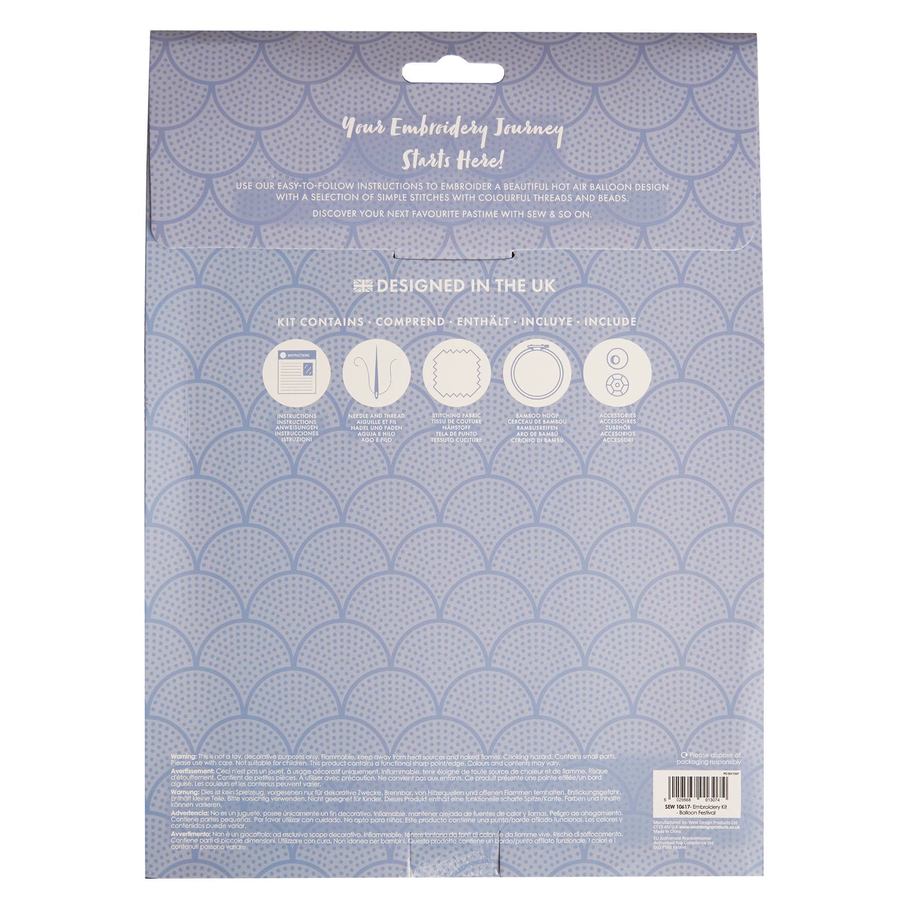 Sew & So On Embroidery Sewing Craft Kit - Balloon Festival - The Red Squirrel