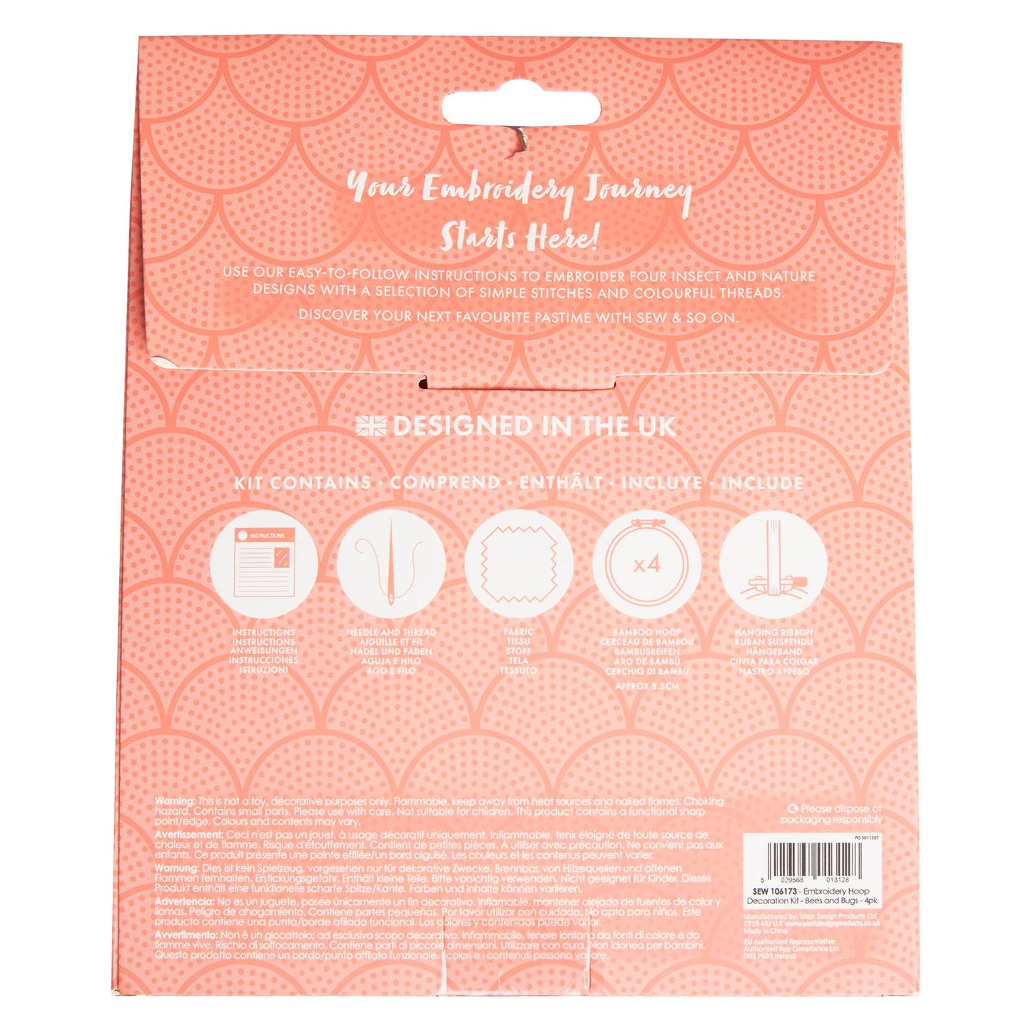 Sew & So On Embroidery Craft Kit - Bees & Bugs - The Red Squirrel