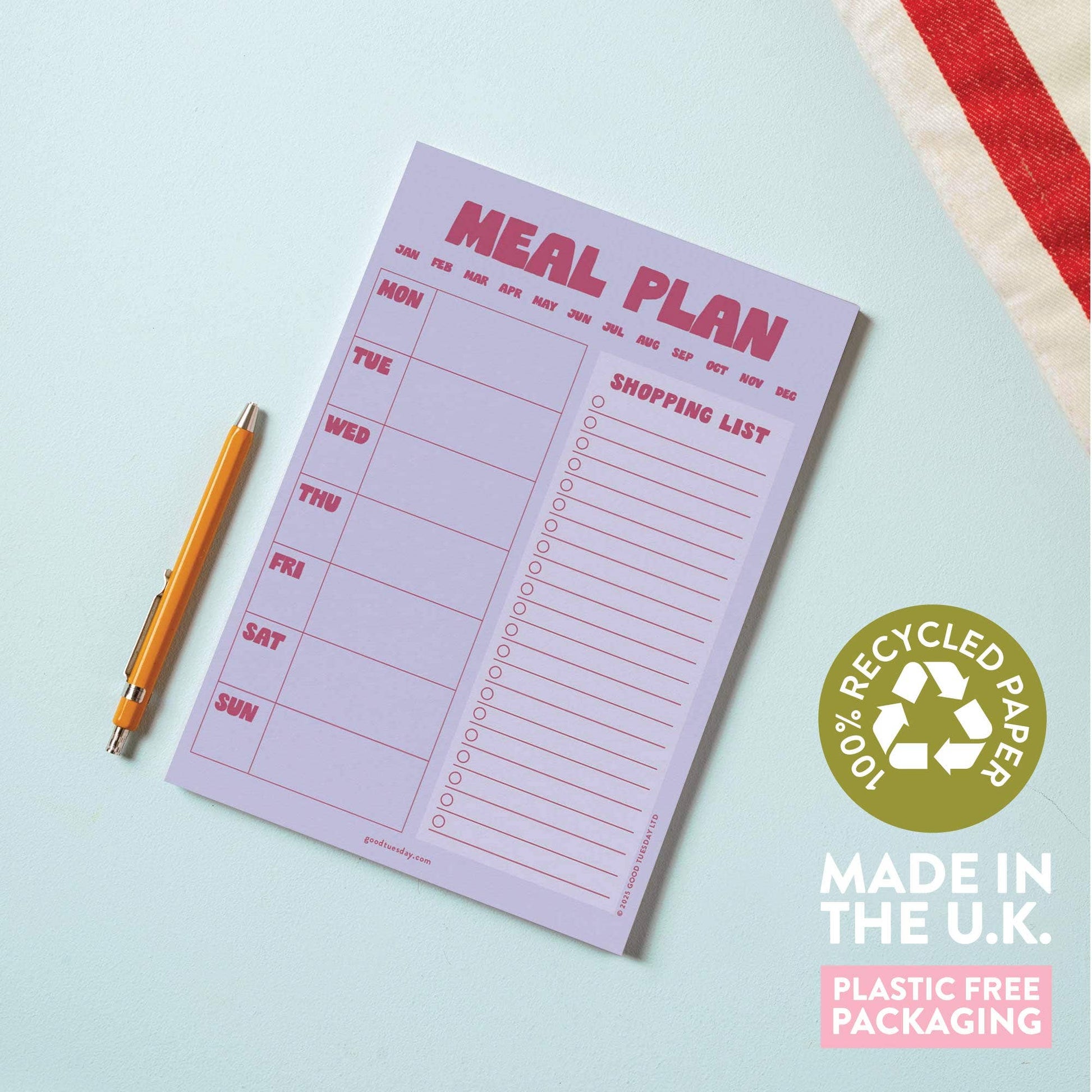 A5 Meal Planner & Shopping List | Lilac & Plum - The Red Squirrel