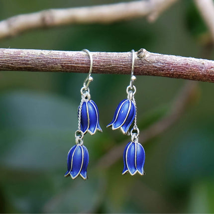 Stunning Bluebell Flower Drop Hook Earrings