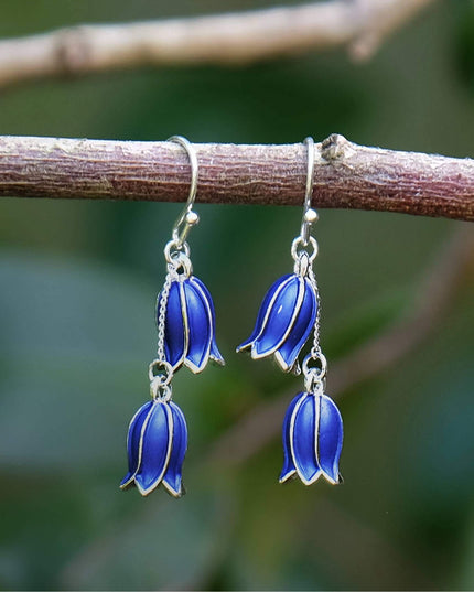 Stunning Bluebell Flower Drop Hook Earrings