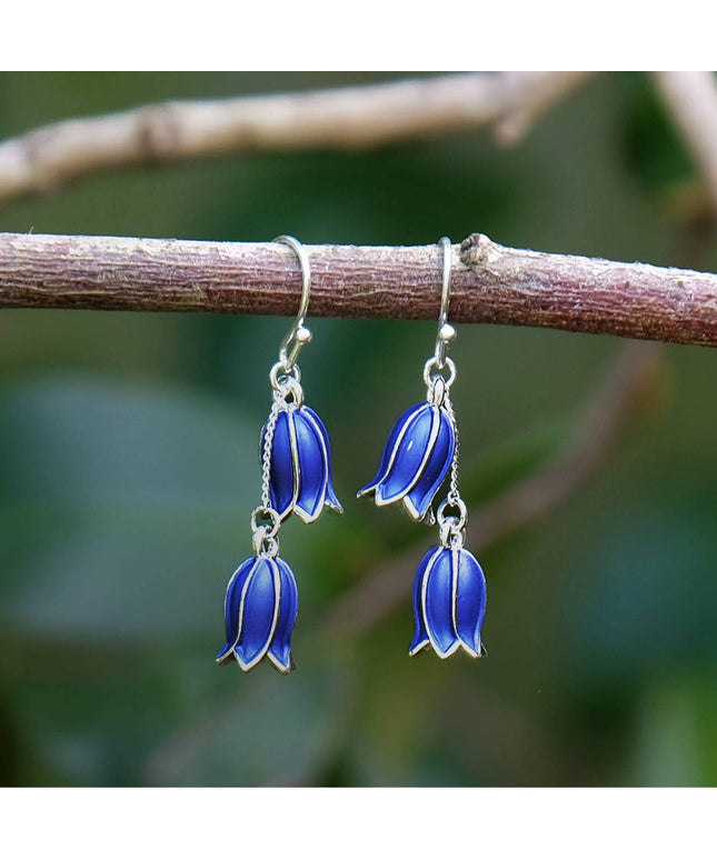Stunning Bluebell Flower Drop Hook Earrings