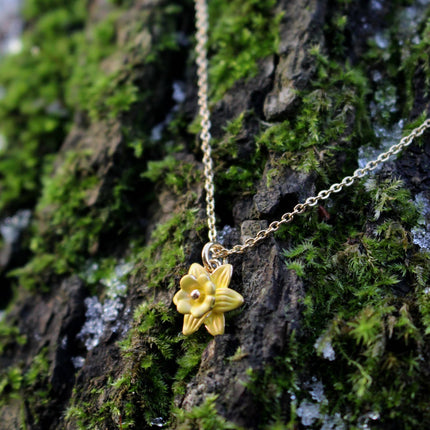 Daffodil Yellow Mini Necklace, 14k Gold Plated