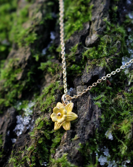 Daffodil Yellow Mini Necklace, 14k Gold Plated