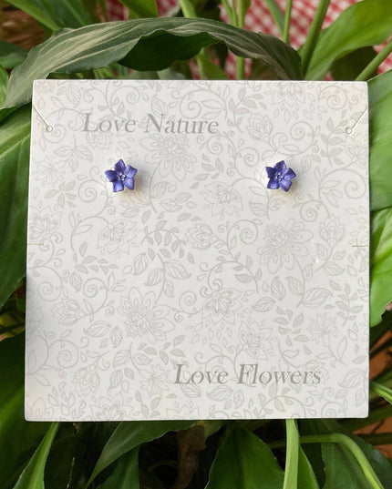 Periwinkle Blue Flower Mini Stud Earrings