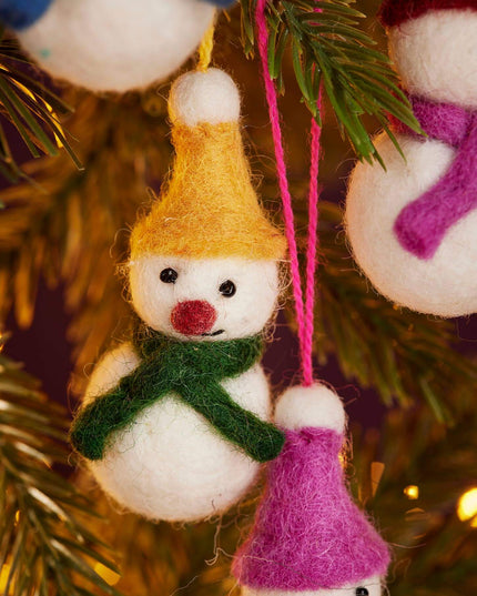 Set of 6 Felt Snowmen Decorations