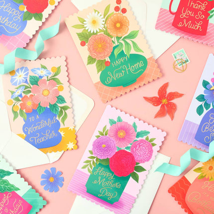 Get Well Soon Card – Vase Design with Flowers Greeting