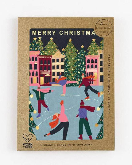Charity Christmas Card Pack - Christmas ice rink.