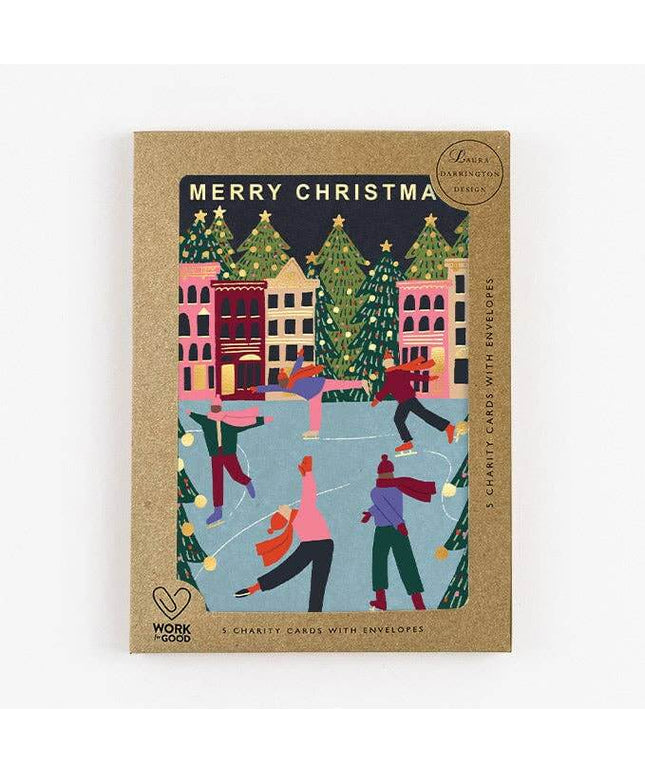Charity Christmas Card Pack - Christmas ice rink.