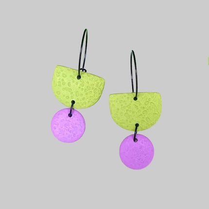Pistachio Green Colour Block Hoop Earrings - Various colours Lilac