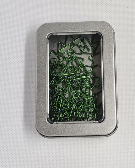 20 Christmas Tree Paper clips in a tin