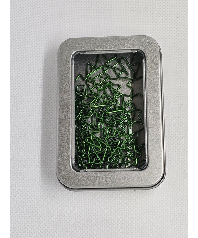 20 Christmas Tree Paper clips in a tin