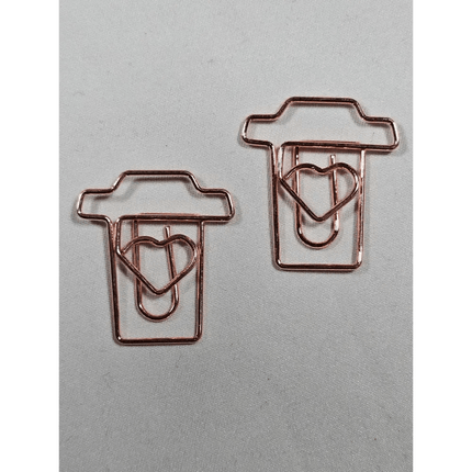20 Coffee Cup paper clips in a tin. Rose colour