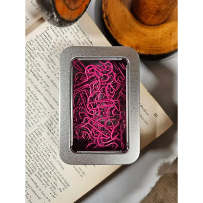 20 Flamingo Paper clips in a tin. - paper clips