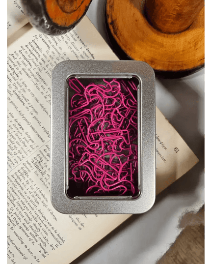 20 Flamingo Paper clips in a tin.