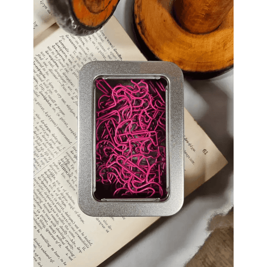 20 Flamingo Paper clips in a tin.