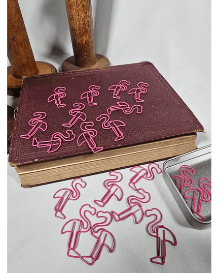 20 Flamingo Paper clips in a tin.