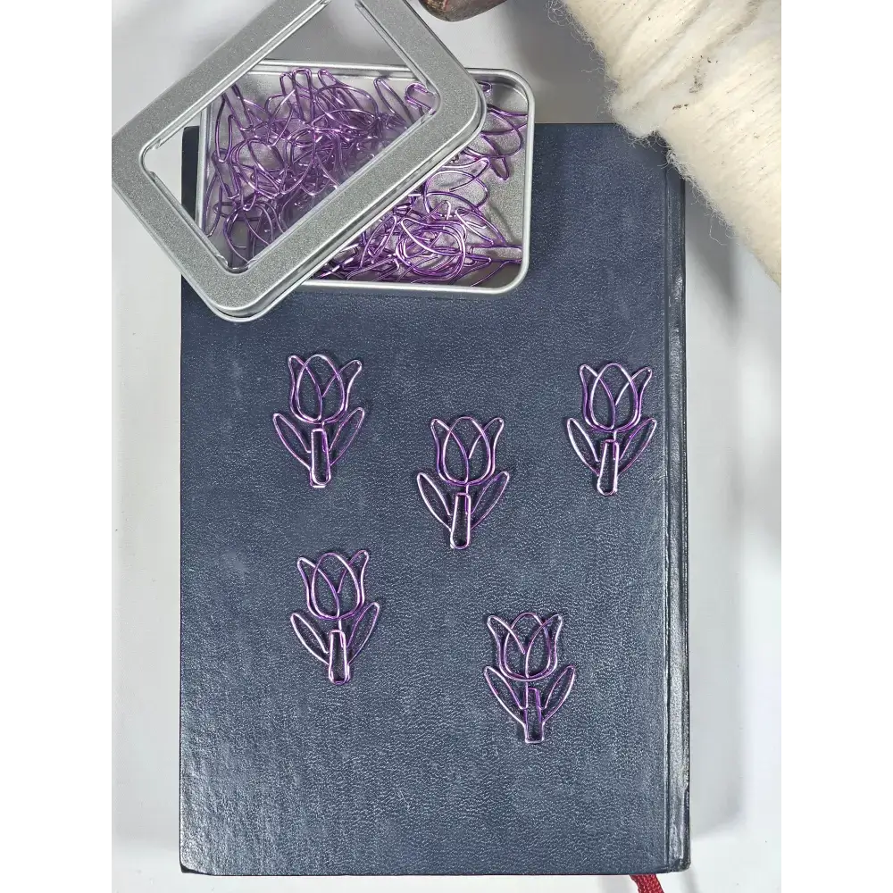 20 Tulip Paper clips in a tin - paper clips