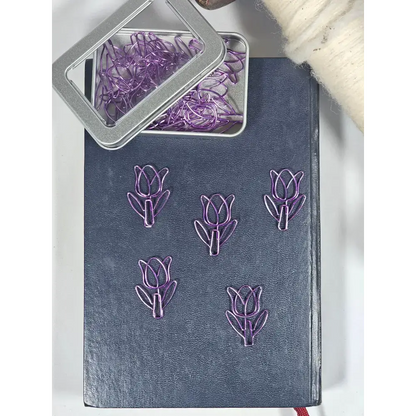 20 Tulip Paper clips in a tin - paper clips