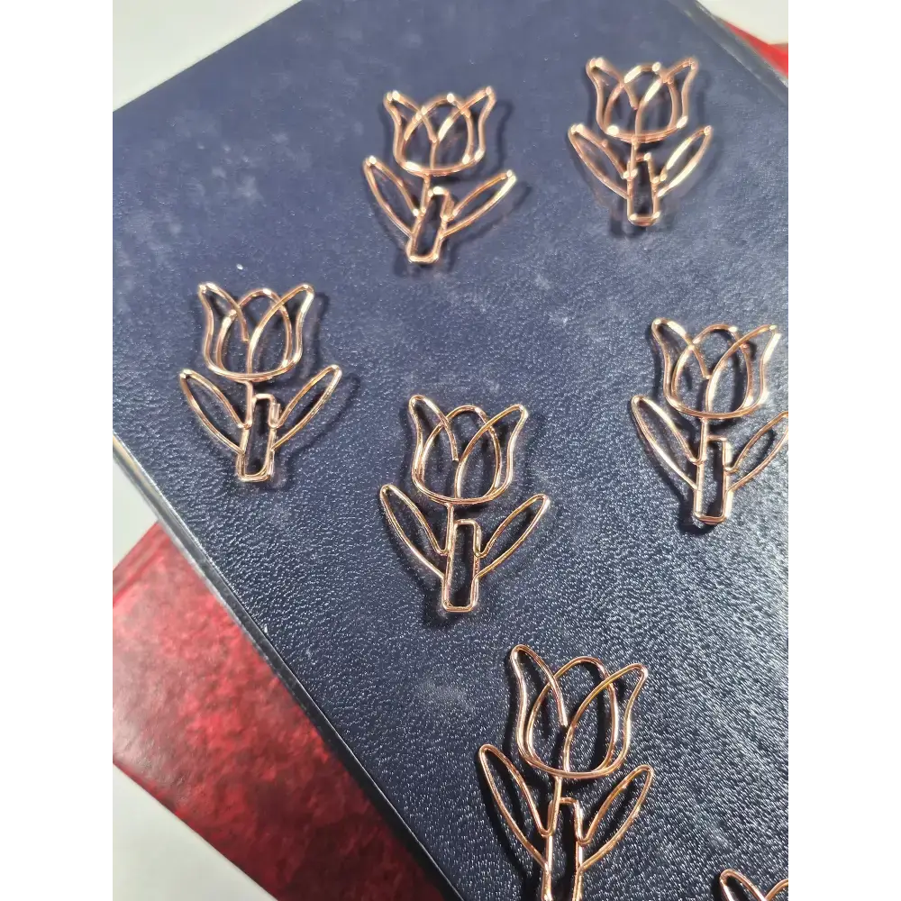 20 Tulip Paper clips in a tin - Rose Gold - paper clips