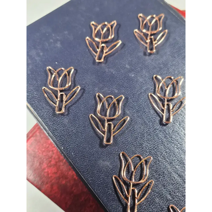 20 Tulip Paper clips in a tin - Rose Gold - paper clips