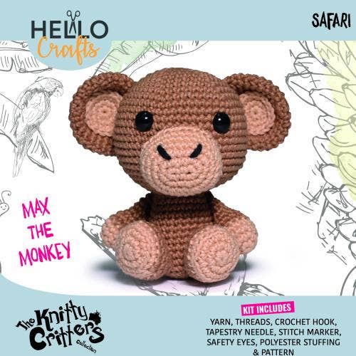 Knitty Critters - Safari crochet kit - Max The Monkey - The Red Squirrel