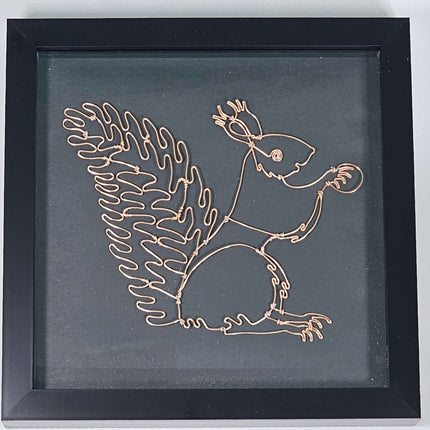 A Framed handmade wire Squirrel