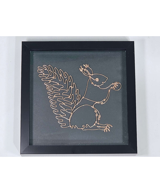A Framed handmade wire Squirrel