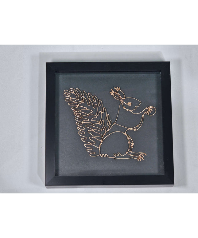 A Framed handmade wire Squirrel
