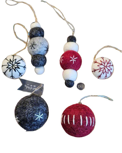 Felt baubles - East of India - Various designs