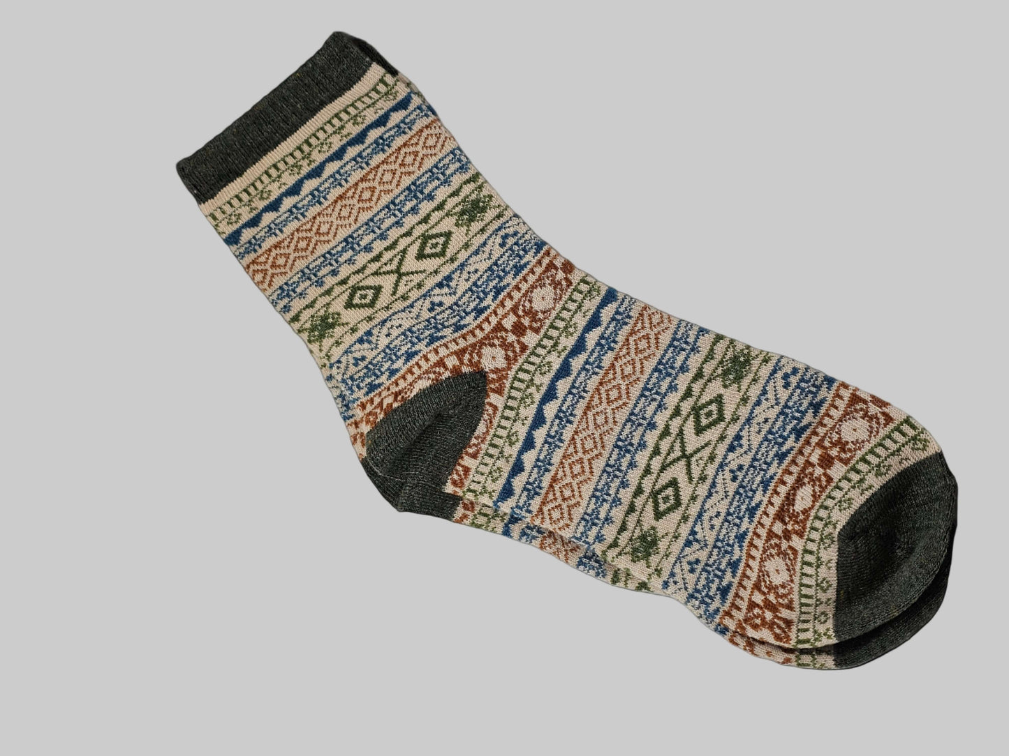 Colorful patterned sock on a white background