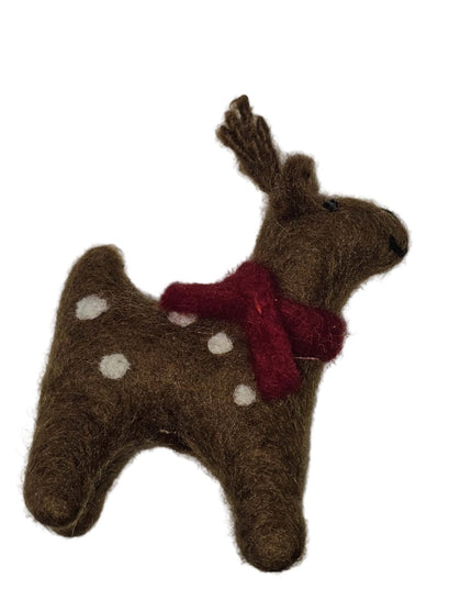 Mini Handmade Felt Standing Reindeer Ornament