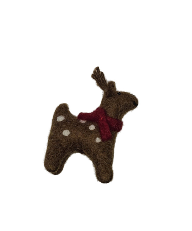 Mini Handmade Felt Standing Reindeer Ornament