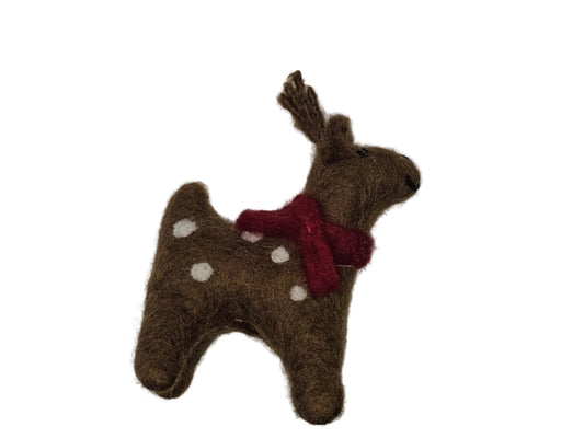 Mini Handmade Felt Standing Reindeer Ornament - The Red Squirrel