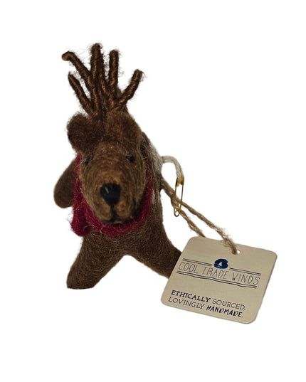 Mini Handmade Felt Standing Reindeer Ornament