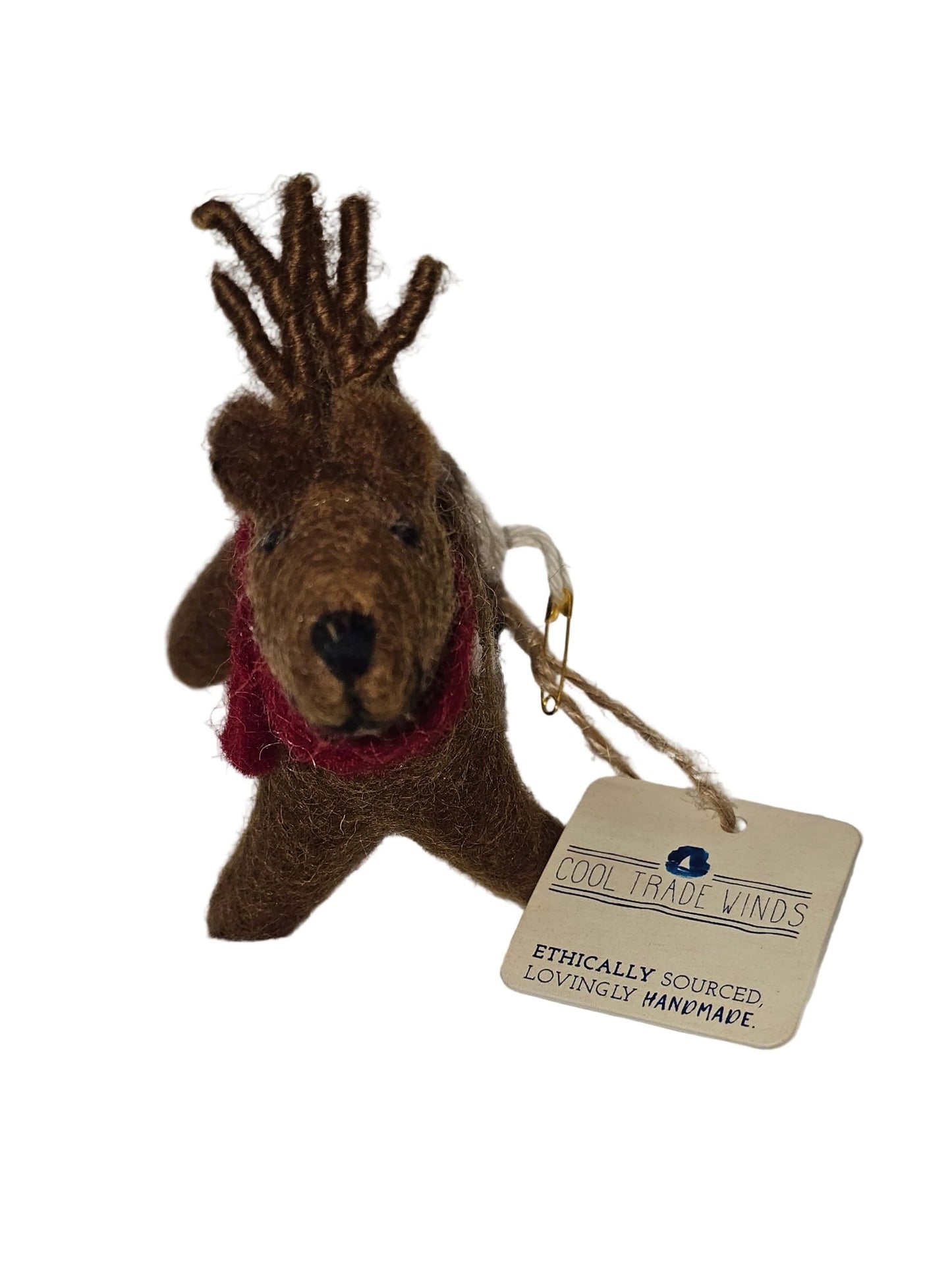 Mini Handmade Felt Standing Reindeer Ornament - The Red Squirrel
