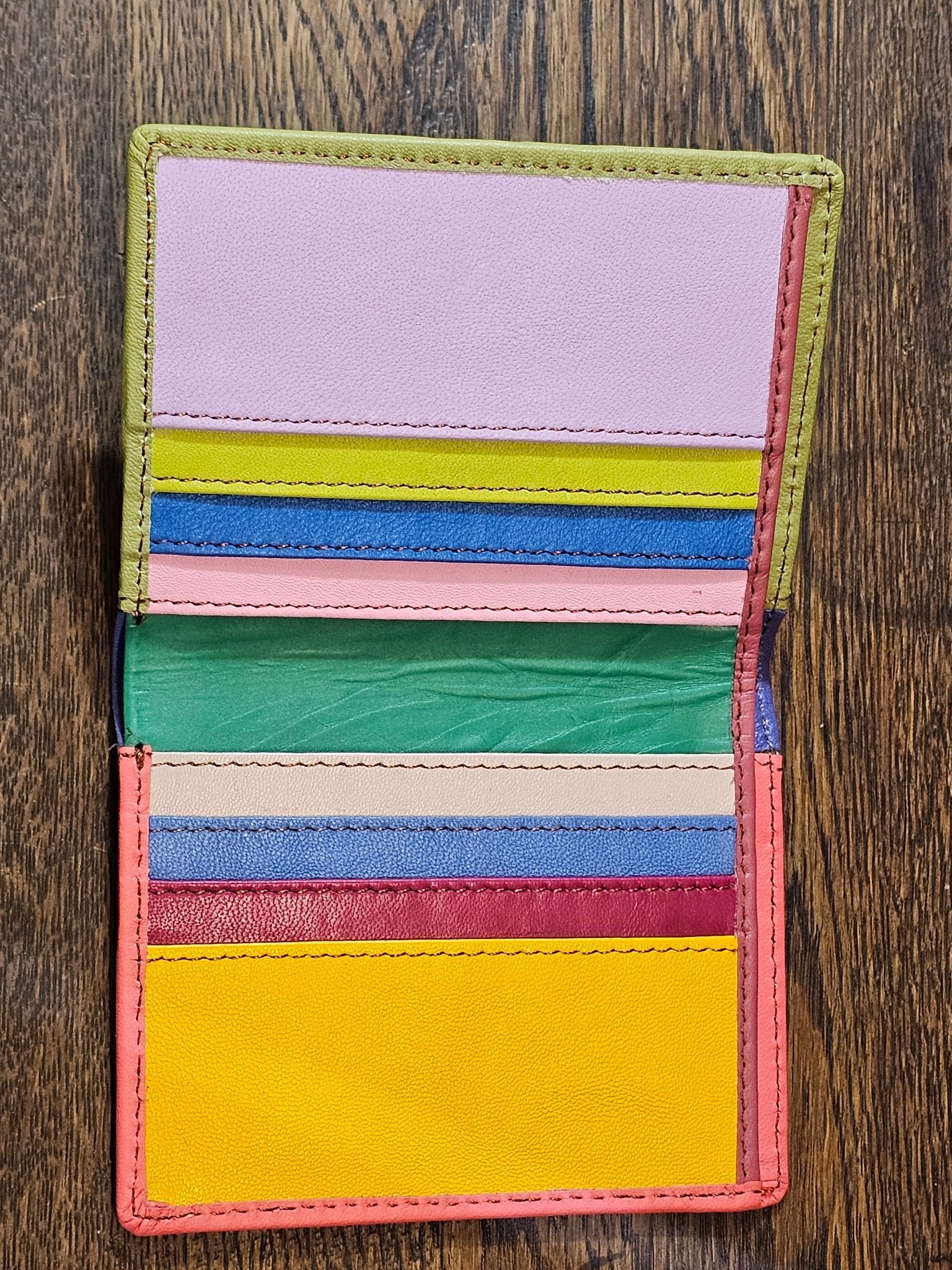 Multicoloured Recycled Leather Card Holder - Fairtrade - The Red Squirrel