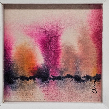 Original Watercolour painting in a box frame Pink and orange