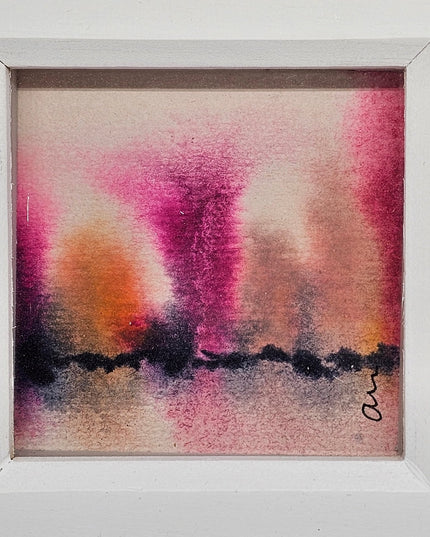 Original Watercolour painting in a box frame Pink and orange