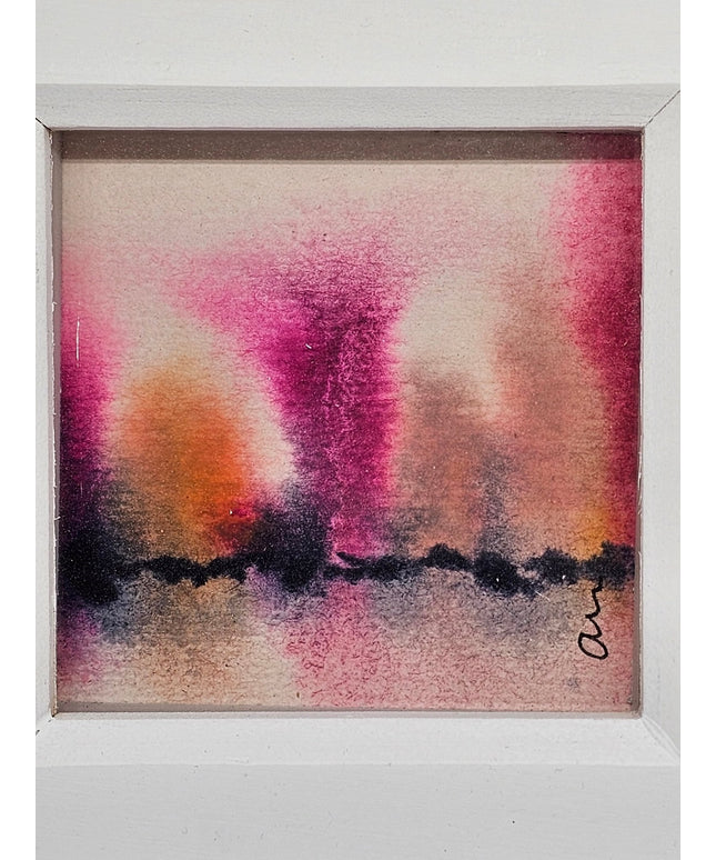 Original Watercolour painting in a box frame Pink and orange