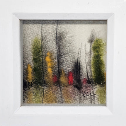 Original Watercolour painting in a box frame Yellow and Red