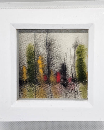 Original Watercolour painting in a box frame Yellow and Red