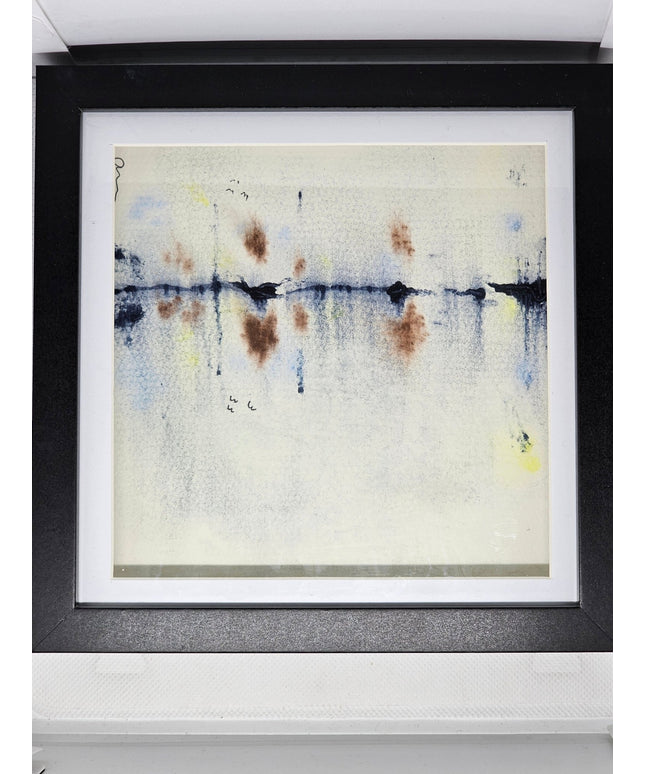 Original Watercolour painting in a Large box frame Blue and Brown
