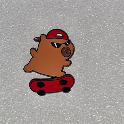 Capybara Pin Badges - various designs Skateboarding