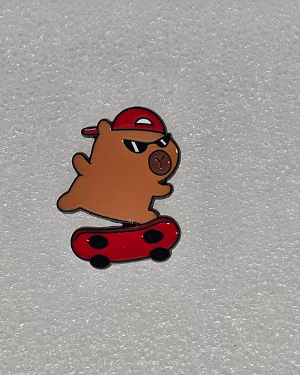 Capybara Pin Badges - various designs Skateboarding