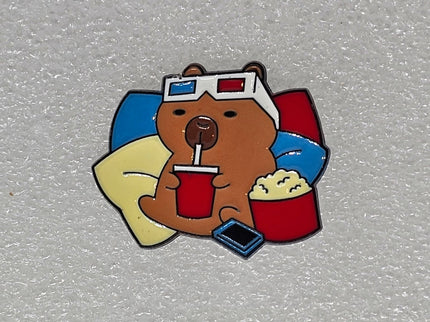 Capybara Pin Badges - various designs Movie night