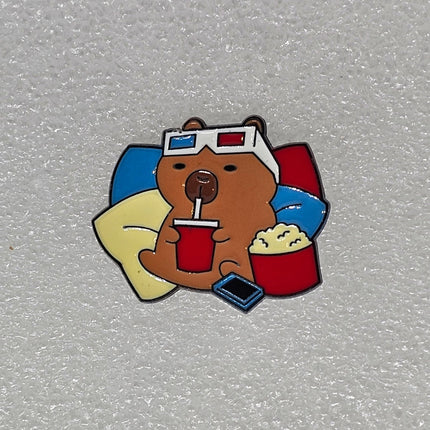Capybara Pin Badges - various designs Movie night