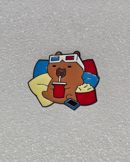 Capybara Pin Badges - various designs Movie night